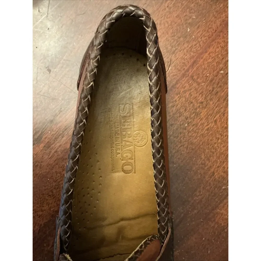 Sebago Penny Loafers Mens 8 D Handsewn Burgundy Leather Slip On Dress Shoes USA
